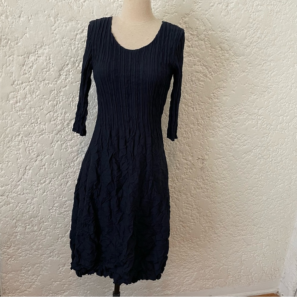 Alquema Long Sleeve Smash Dress Button Back in Navy Blue Pleat, Sz Small (2-6)